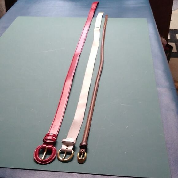 Stylish Leather Belt Trio Red White Brown - Picture 1 of 12